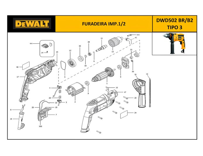 Peças p/ Furadeira de Impacto DWD502